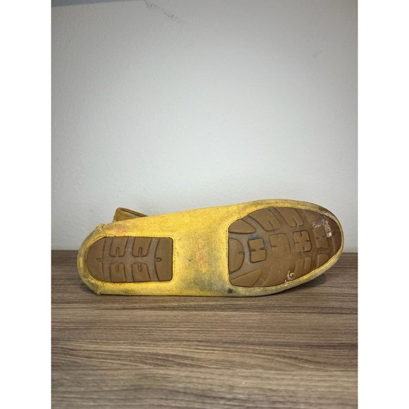 Ugg Women Genuine Leather Mustard Yellow Slip On Loafers Flats Shoes 9.5 - Picture 6 of 8